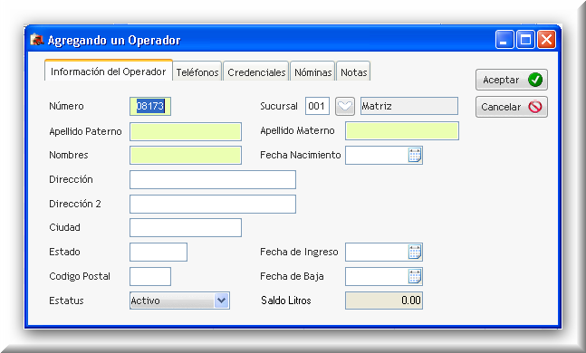 Plantilla o Forma para captura